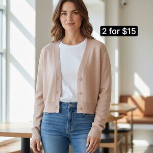 Grace Karen NWOT Knit Cropped Button Up Lightweight Cardigan Sweater